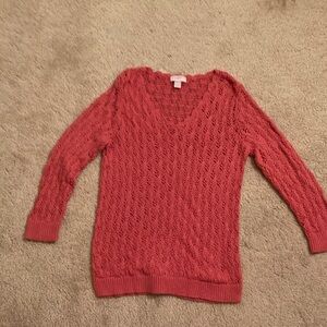 LOFT Coral V-Neck Women’s Sweater Size Large